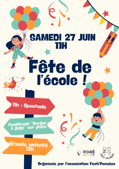Flyer Evènement Fête de l'école Kermesse Spectacle Enfants Multicolore