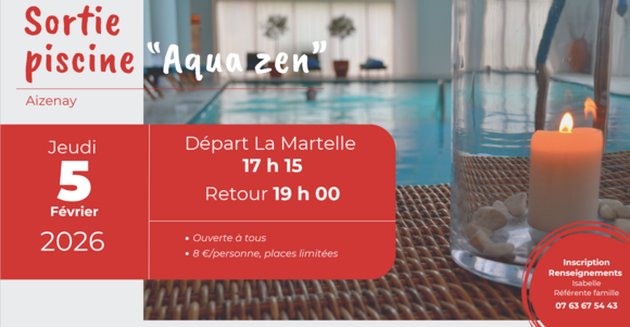 Sortie piscine Aqua zen jeudi 5 fev